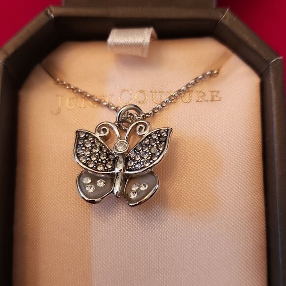 NEW In Box Juicy Couture Butterfly Wish Rhinestone Necklace - Picture 1 of 2